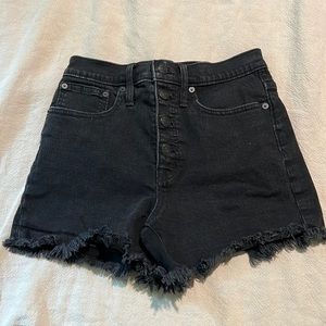 Madewell high rise denim shorts. Black. Size 24